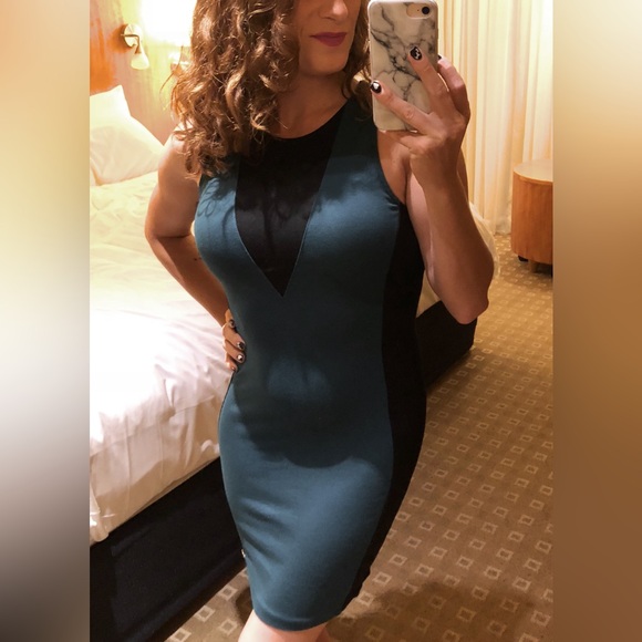 Guess Mini Dress Turquoise and Black Zip Up Size XS - Picture 8 of 8